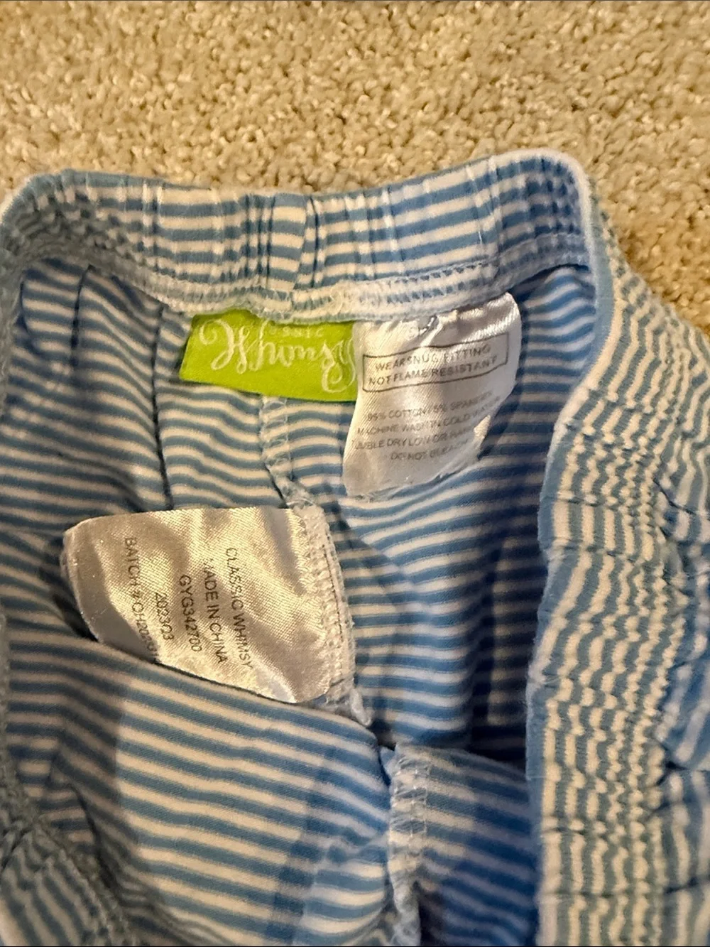 Blue and White Striped Bunny Pajama Set, size 10